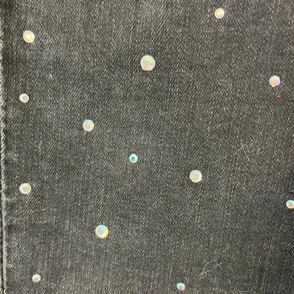 Guess Vintage black embroidered hand beaded girls skinny jeans size 7 Zip front - Picture 5 of 16